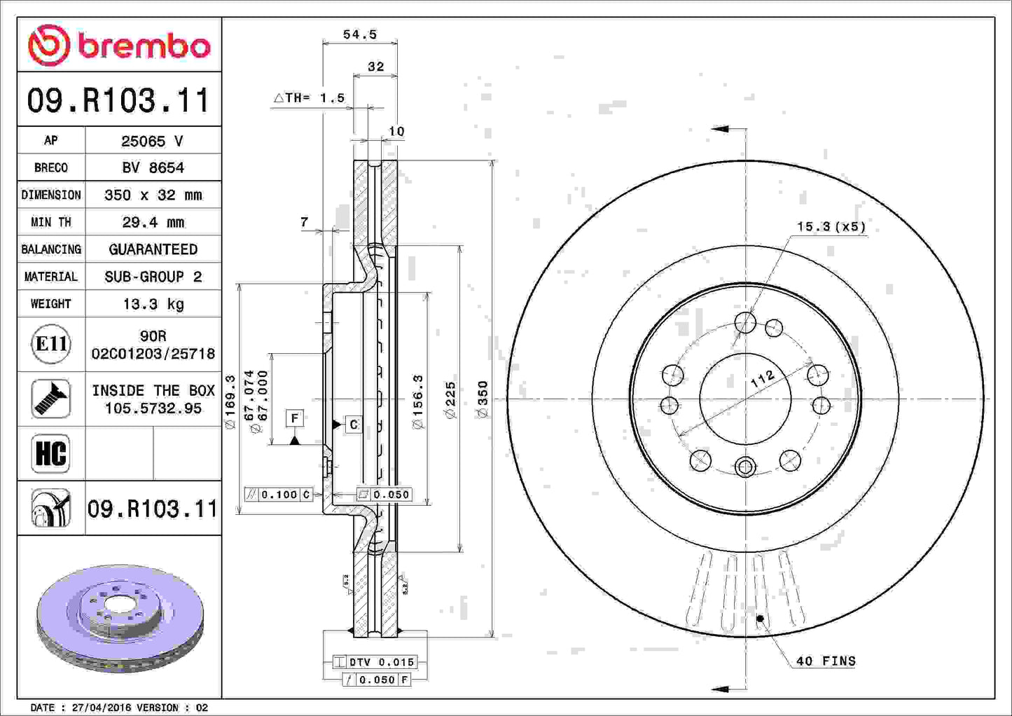 Brembo Disc Brake Rotor 09.R103.11