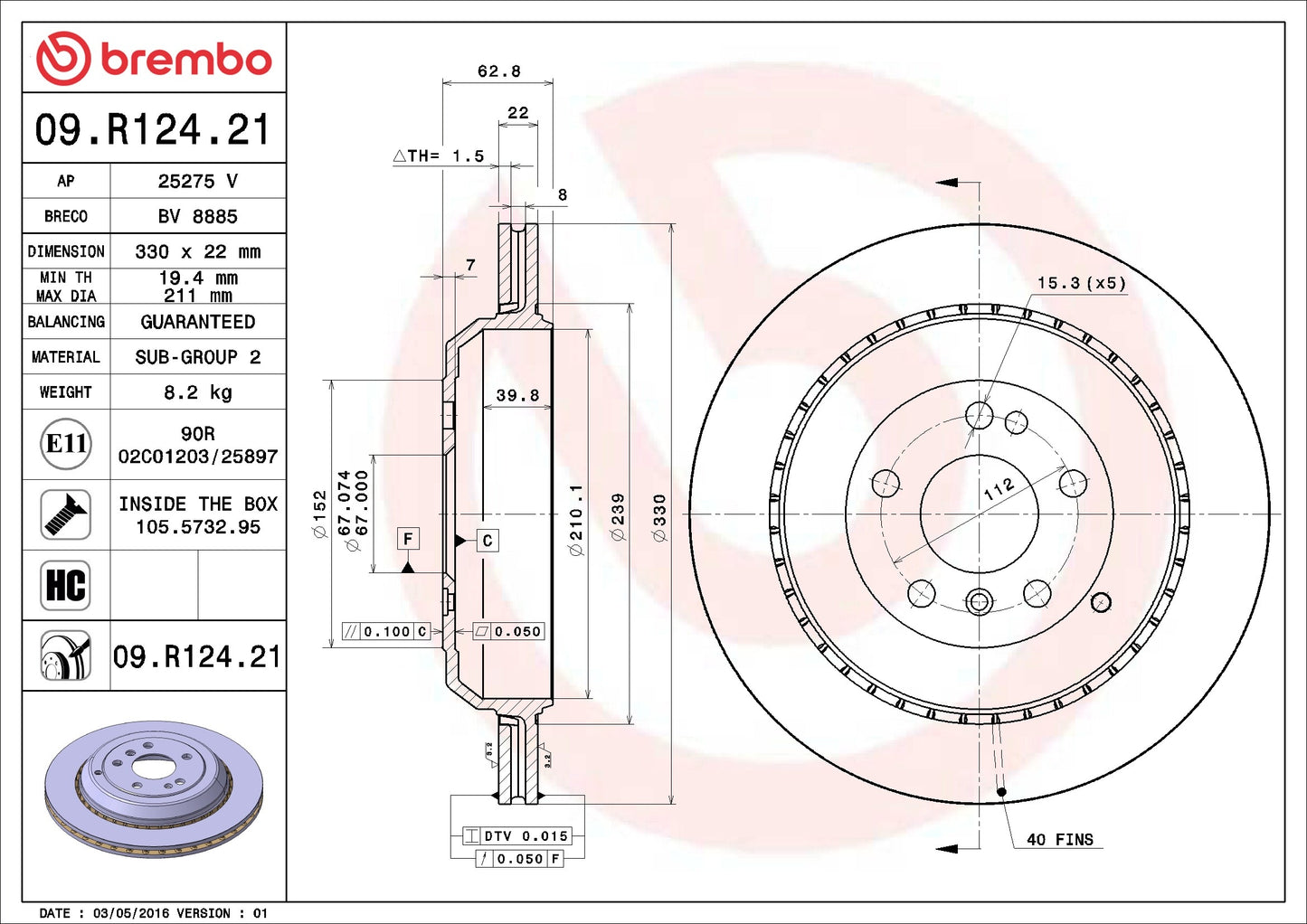 Brembo Disc Brake Rotor 09.R124.21