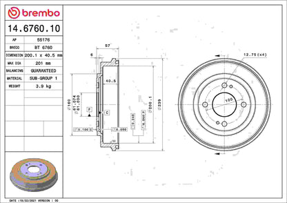 Brembo Brake Drum 14.6760.10