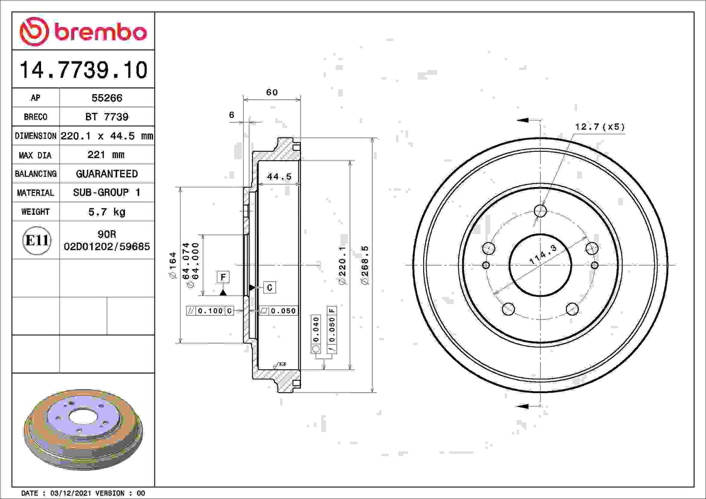 Brembo Brake Drum 14.7739.10