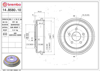 Brembo Brake Drum 14.B580.10