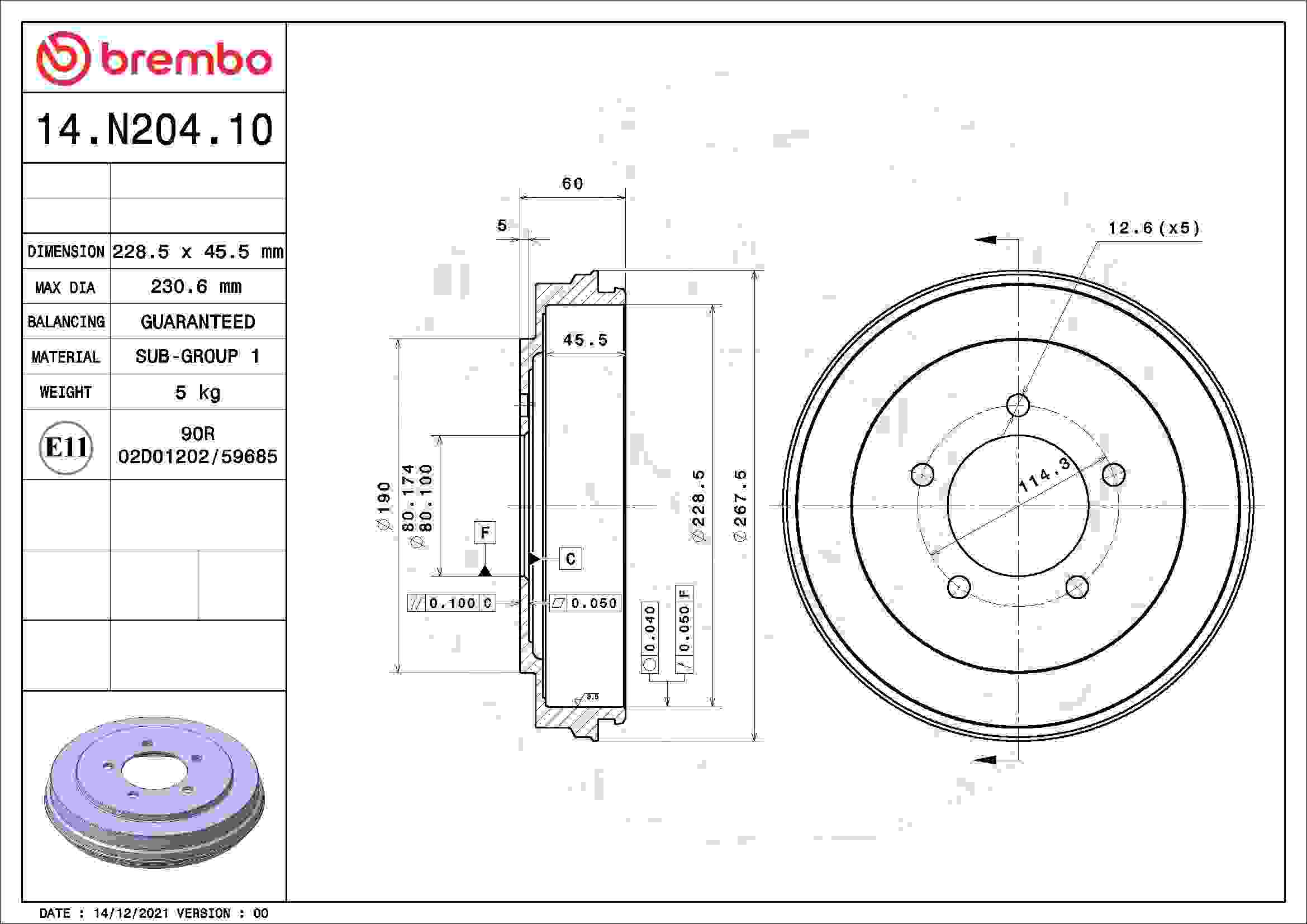 Brembo Brake Drum 14.N204.10