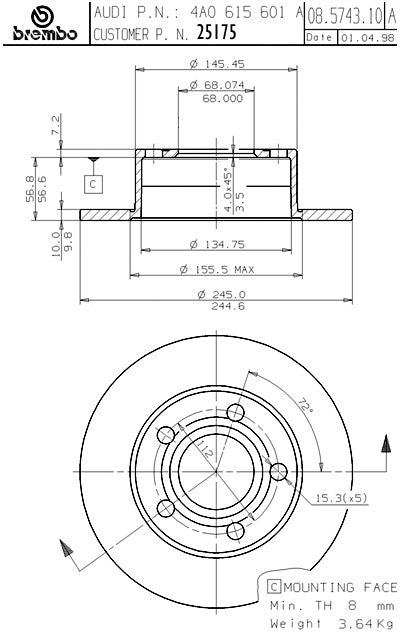 Brembo Disc Brake Rotor