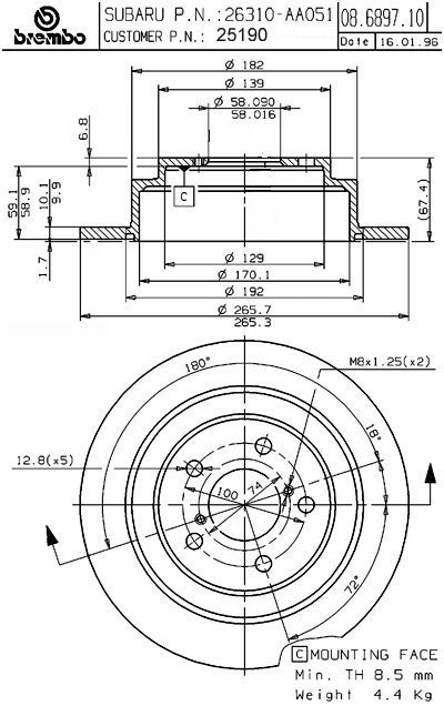 Brembo Disc Brake Rotor