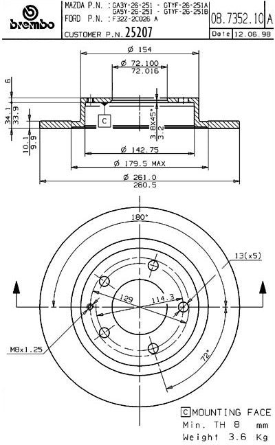 Brembo Disc Brake Rotor