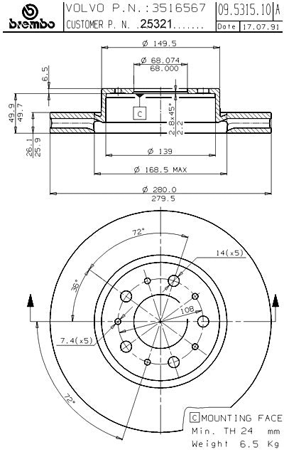 Brembo Disc Brake Rotor