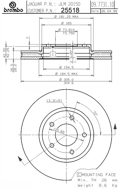 Brembo Disc Brake Rotor