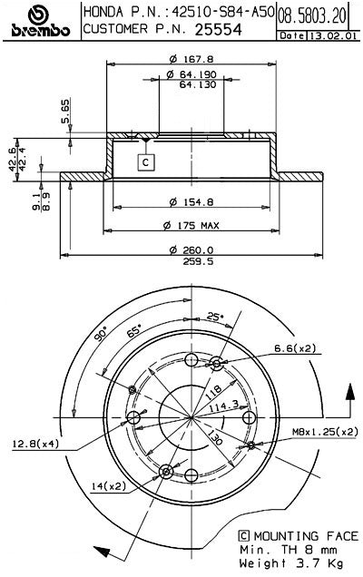 Brembo Disc Brake Rotor