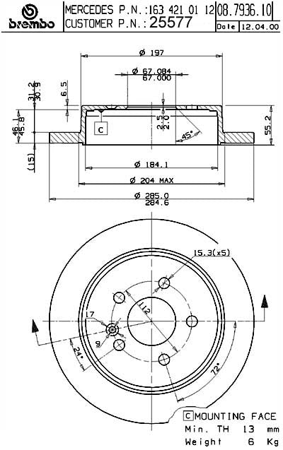 Brembo Disc Brake Rotor