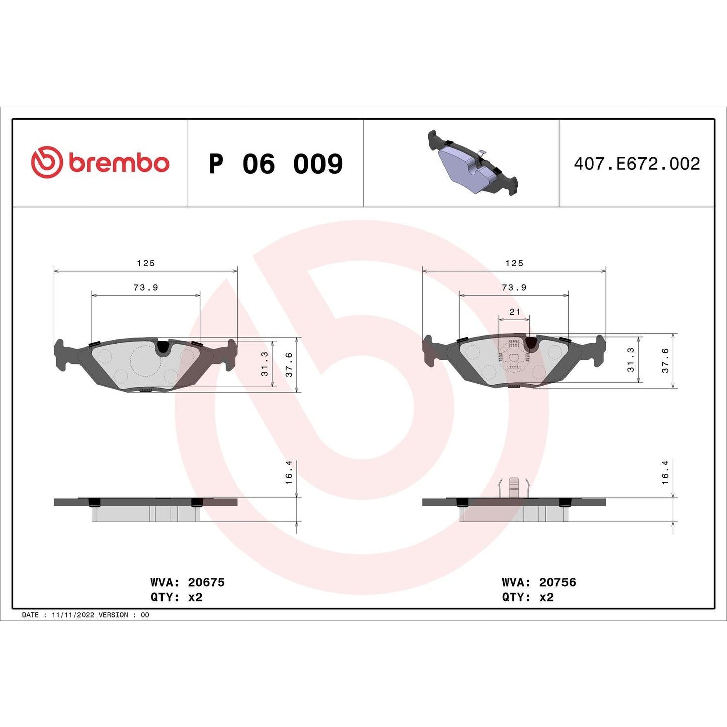 Brembo Disc Brake Pad Set P06009