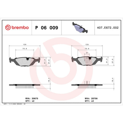 Brembo Disc Brake Pad Set P06009