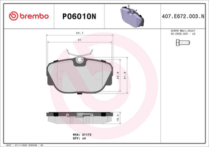 Brembo Disc Brake Pad Set P06010N