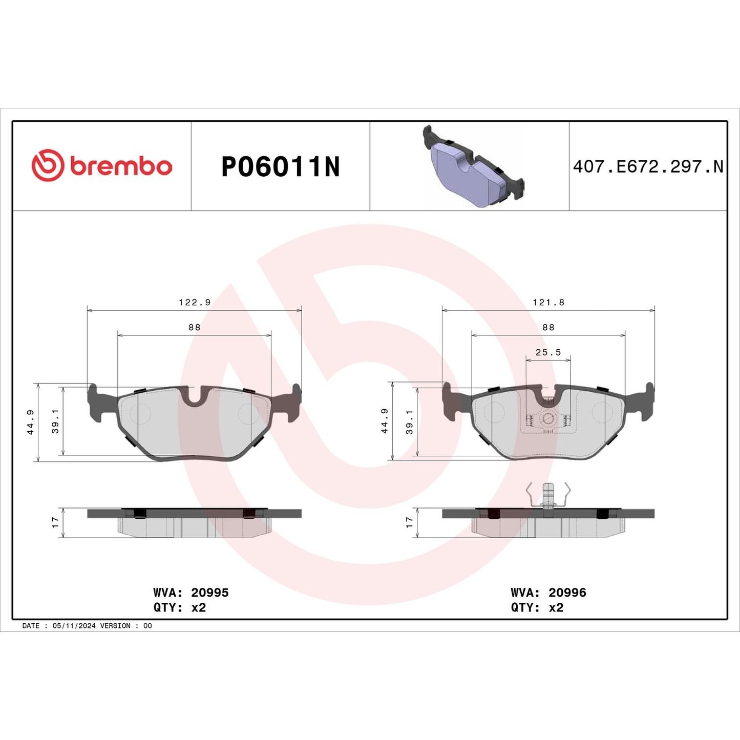 Brembo Disc Brake Pad Set P06011N