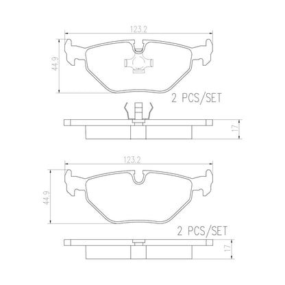 Brembo OE Brembo 1999 BMW 318ti/97-02 Z3/99-09 Saab 9-5 Rear Premium NAO Ceramic OE Equivalent Pad P06013N