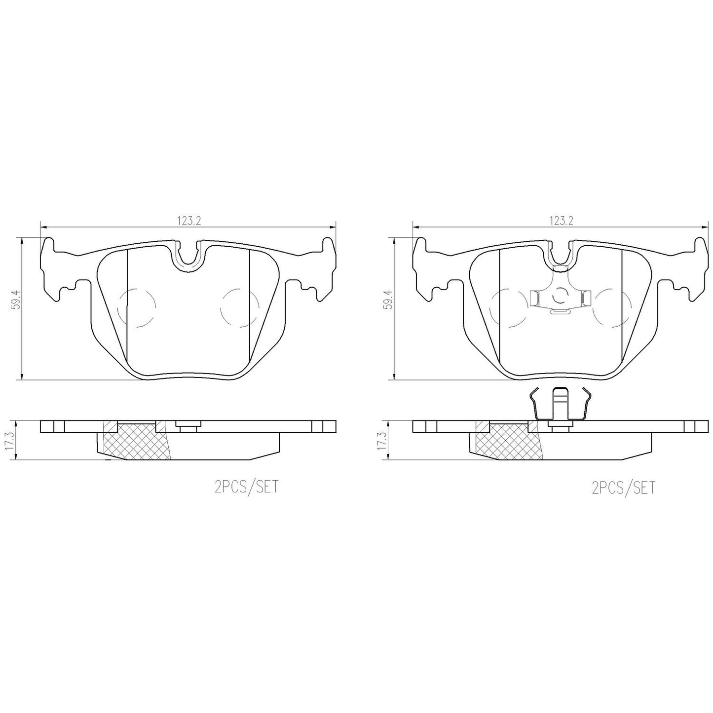 Brembo OE Brembo 94-97 BMW 840Ci/94-95 850CSi/93-99 850Ci Rear Premium NAO Ceramic OE Equivalent Pad P06016N
