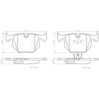 Brembo OE Brembo 94-97 BMW 840Ci/94-95 850CSi/93-99 850Ci Rear Premium NAO Ceramic OE Equivalent Pad P06016N