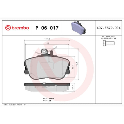 Brembo Disc Brake Pad Set P06017