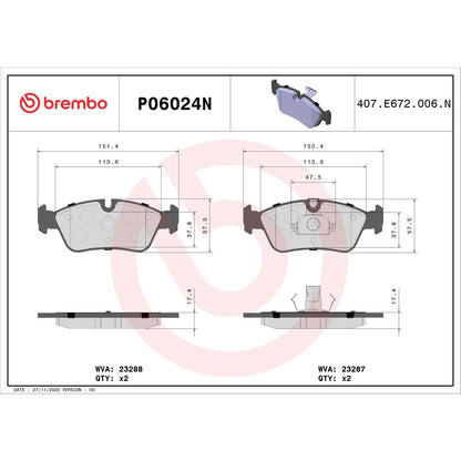 Brembo Disc Brake Pad Set P06024N