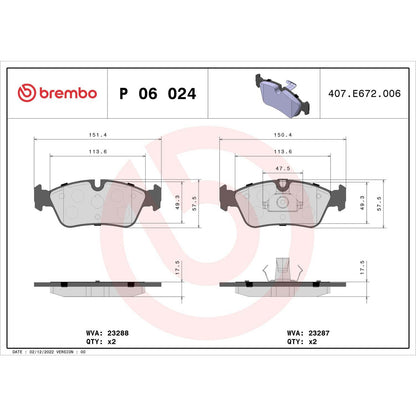 Brembo Disc Brake Pad Set P06024