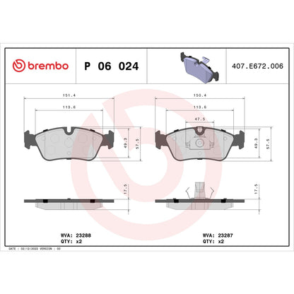 Brembo Disc Brake Pad Set P06024