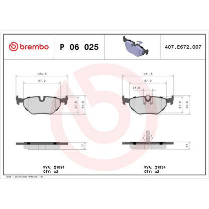 Brembo Disc Brake Pad Set P06025