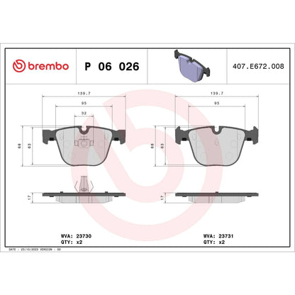 Brembo Disc Brake Pad Set P06026