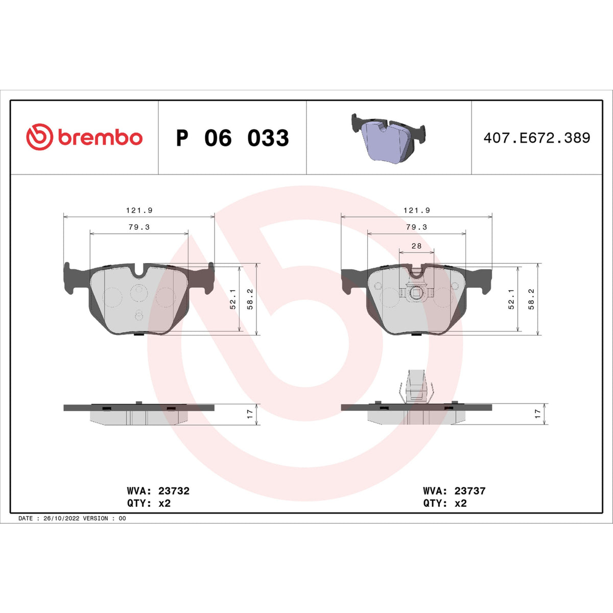 Brembo Disc Brake Pad Set P06033