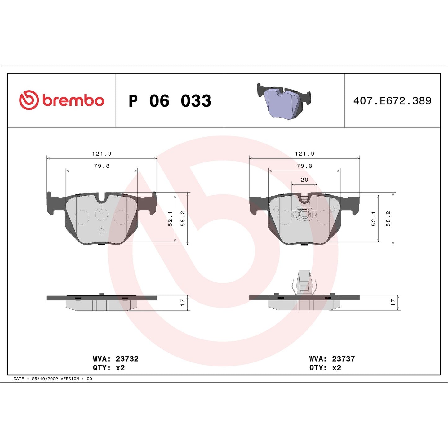 Brembo Disc Brake Pad Set P06033