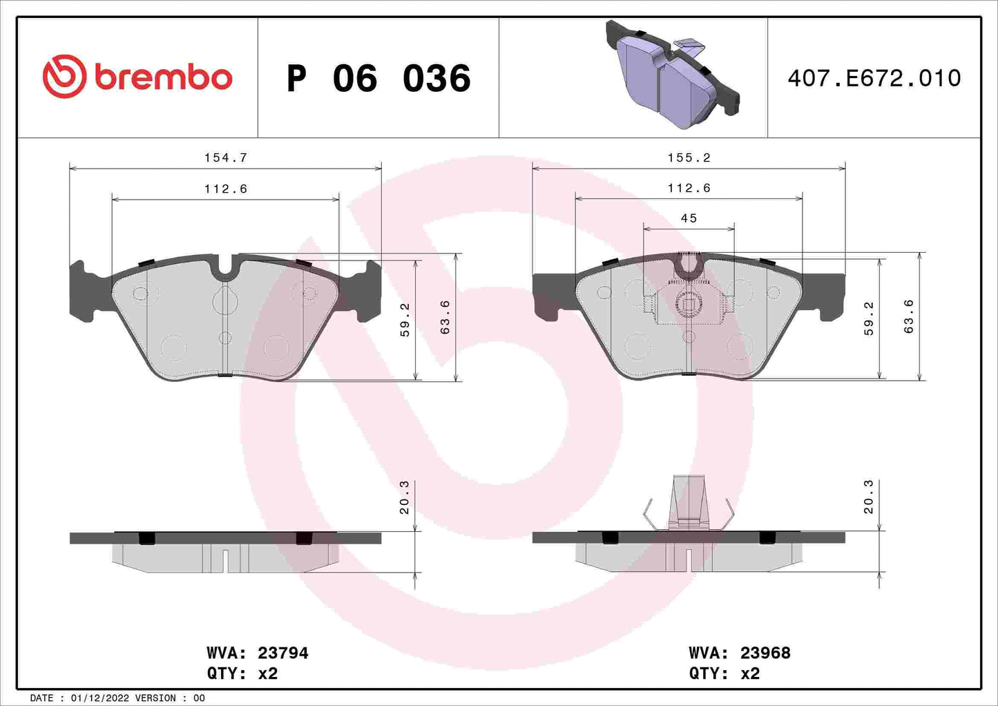 Brembo Disc Brake Pad Set P06036