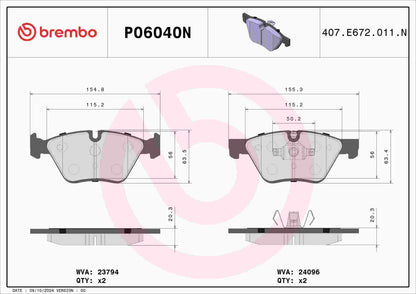 Brembo OE Brembo 08-13 BMW 128i Front Premium NAO Ceramic OE Equivalent Pad P06040N