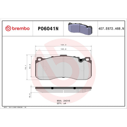 Brembo Disc Brake Pad Set P06041N