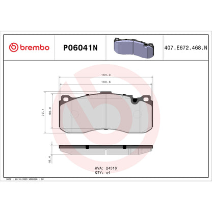 Brembo Disc Brake Pad Set P06041N