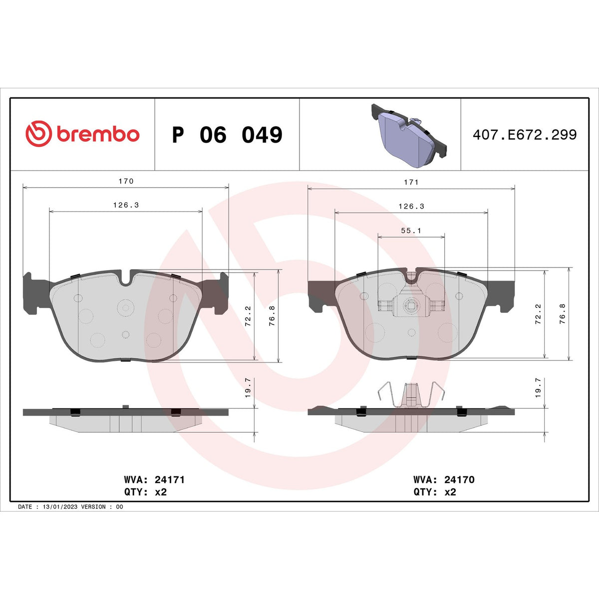 Brembo Disc Brake Pad Set P06049