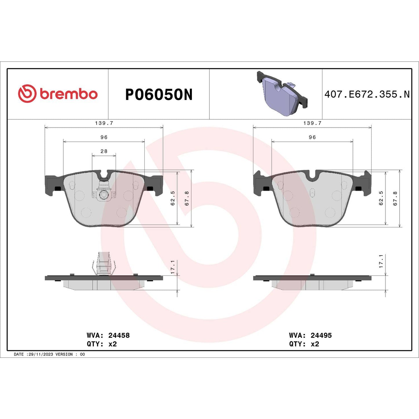 Brembo Disc Brake Pad Set P06050N
