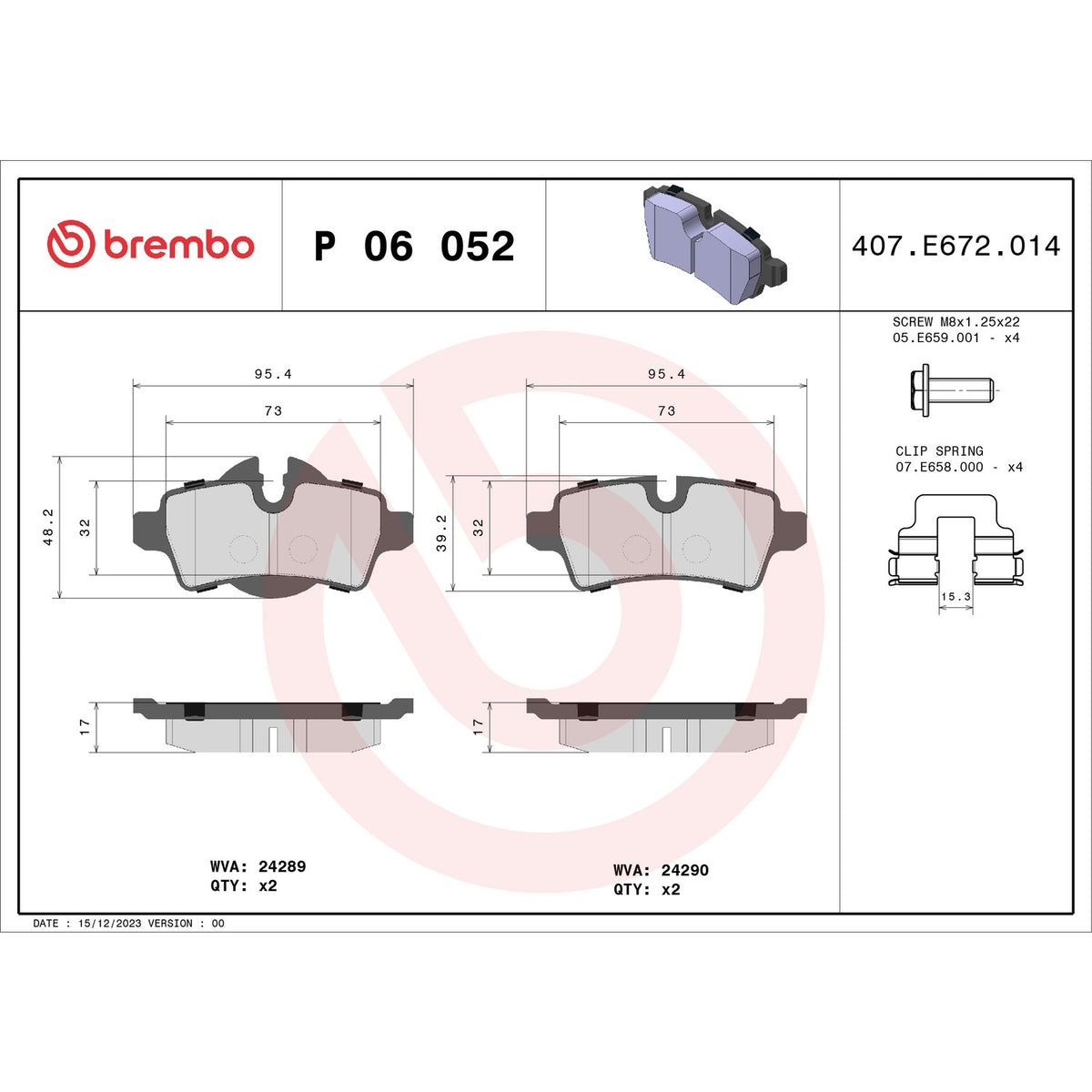 Brembo Disc Brake Pad Set P06052