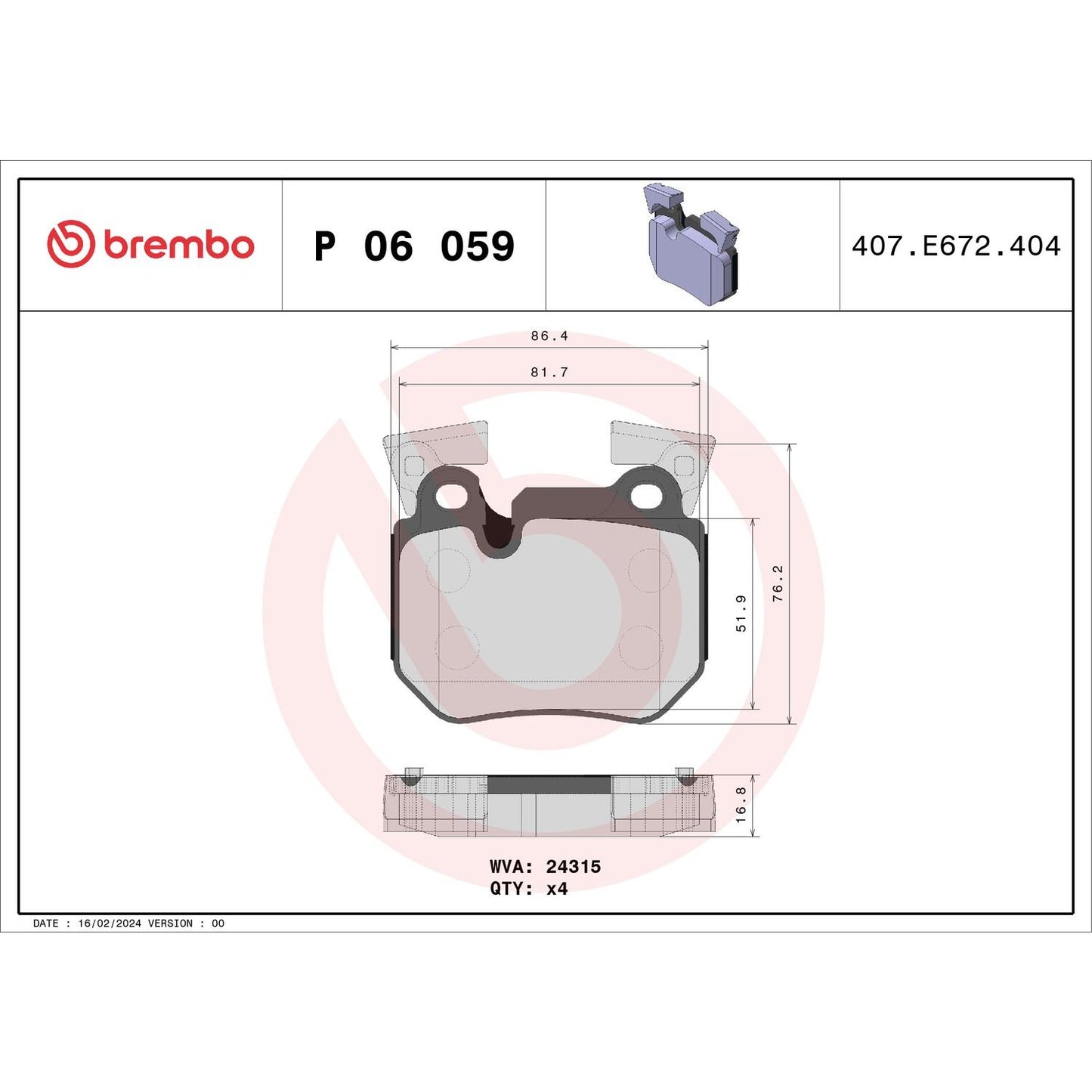 Brembo Disc Brake Pad Set P06059