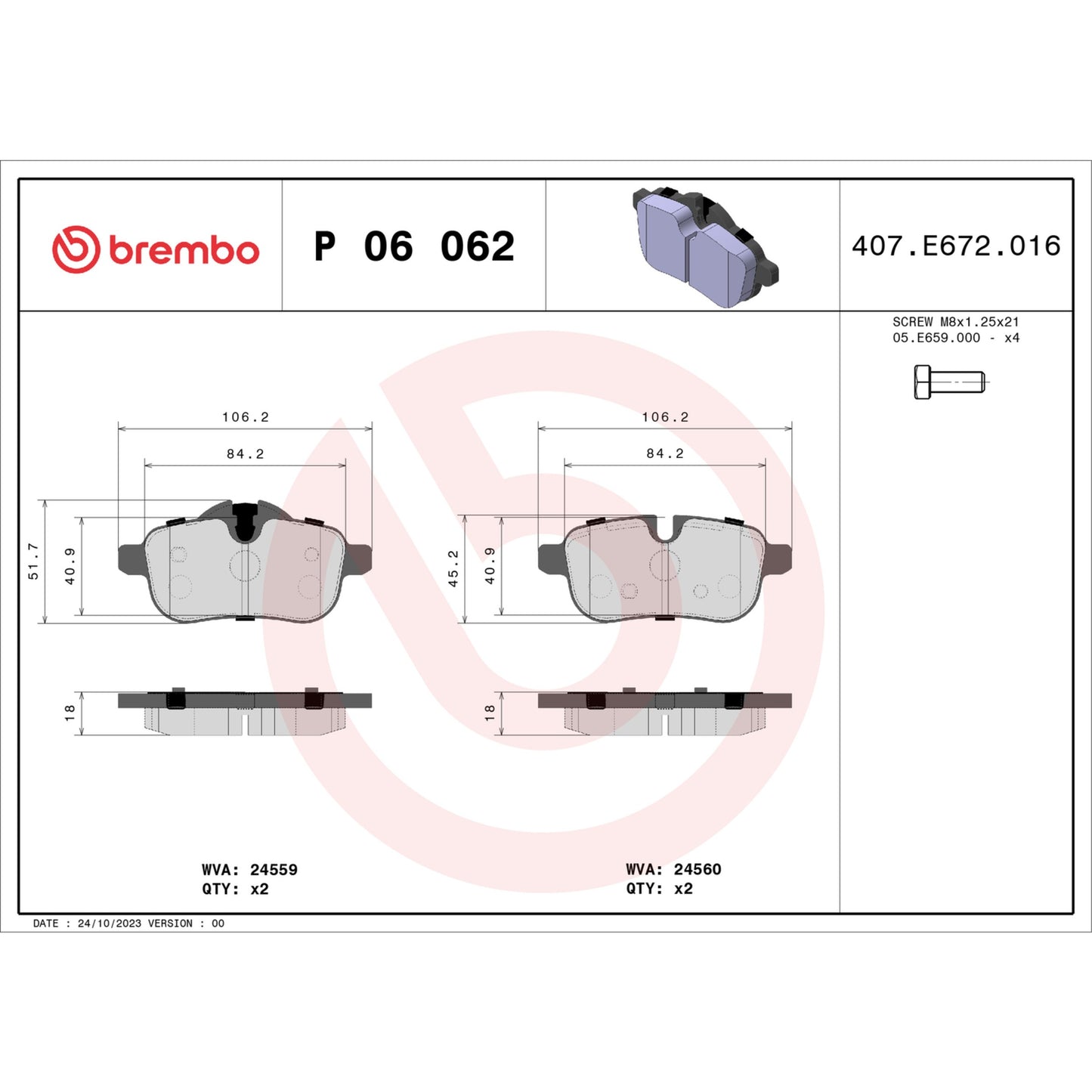 Brembo Disc Brake Pad Set P06062