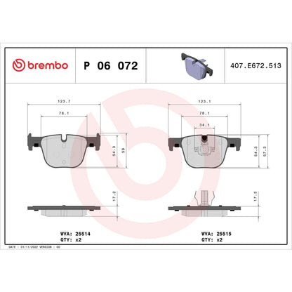 Brembo Disc Brake Pad Set P06072