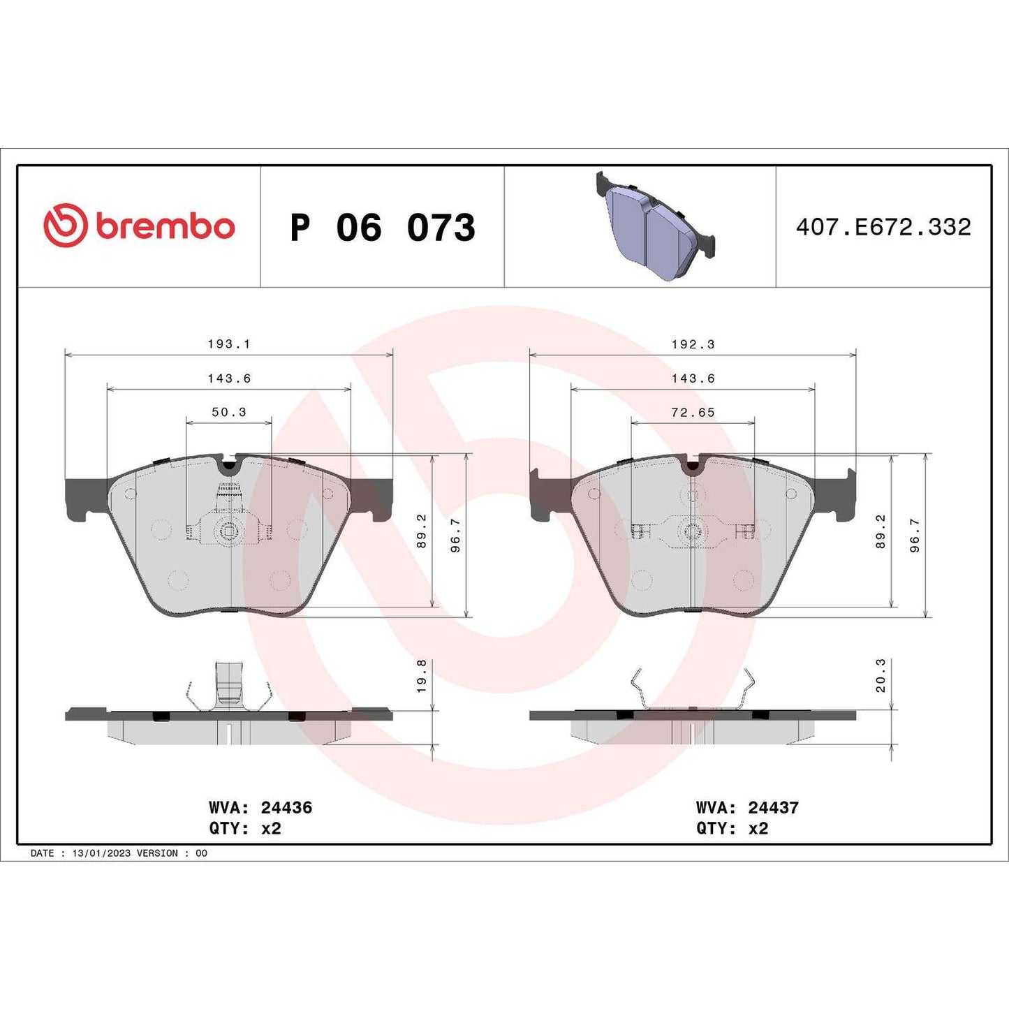 Brembo Disc Brake Pad Set P06073