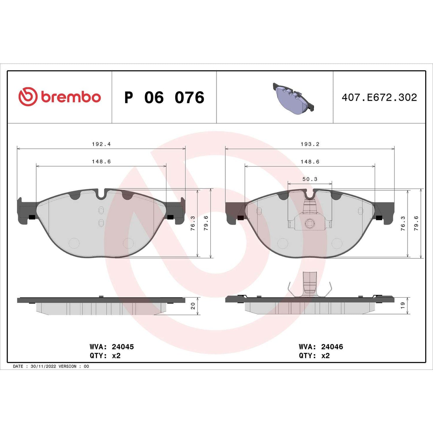 Brembo Disc Brake Pad Set P06076