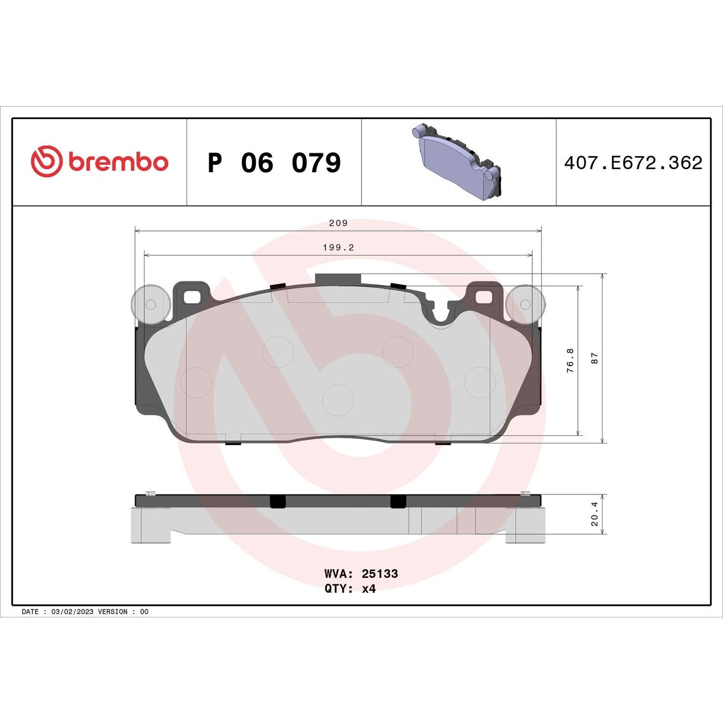 Brembo Disc Brake Pad Set P06079