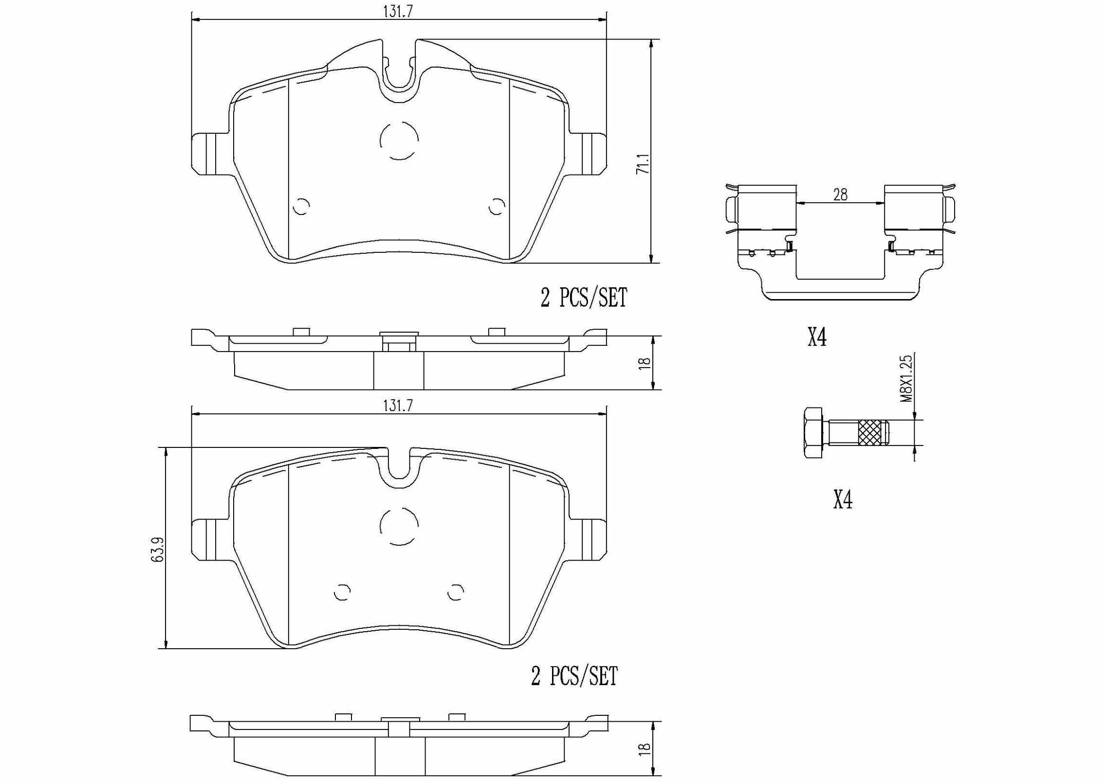 Brembo OE Brembo 02-10 Mini Cooper/11-16 Cooper Countryman Front Premium NAO Ceramic OE Equivalent Pad P06086N