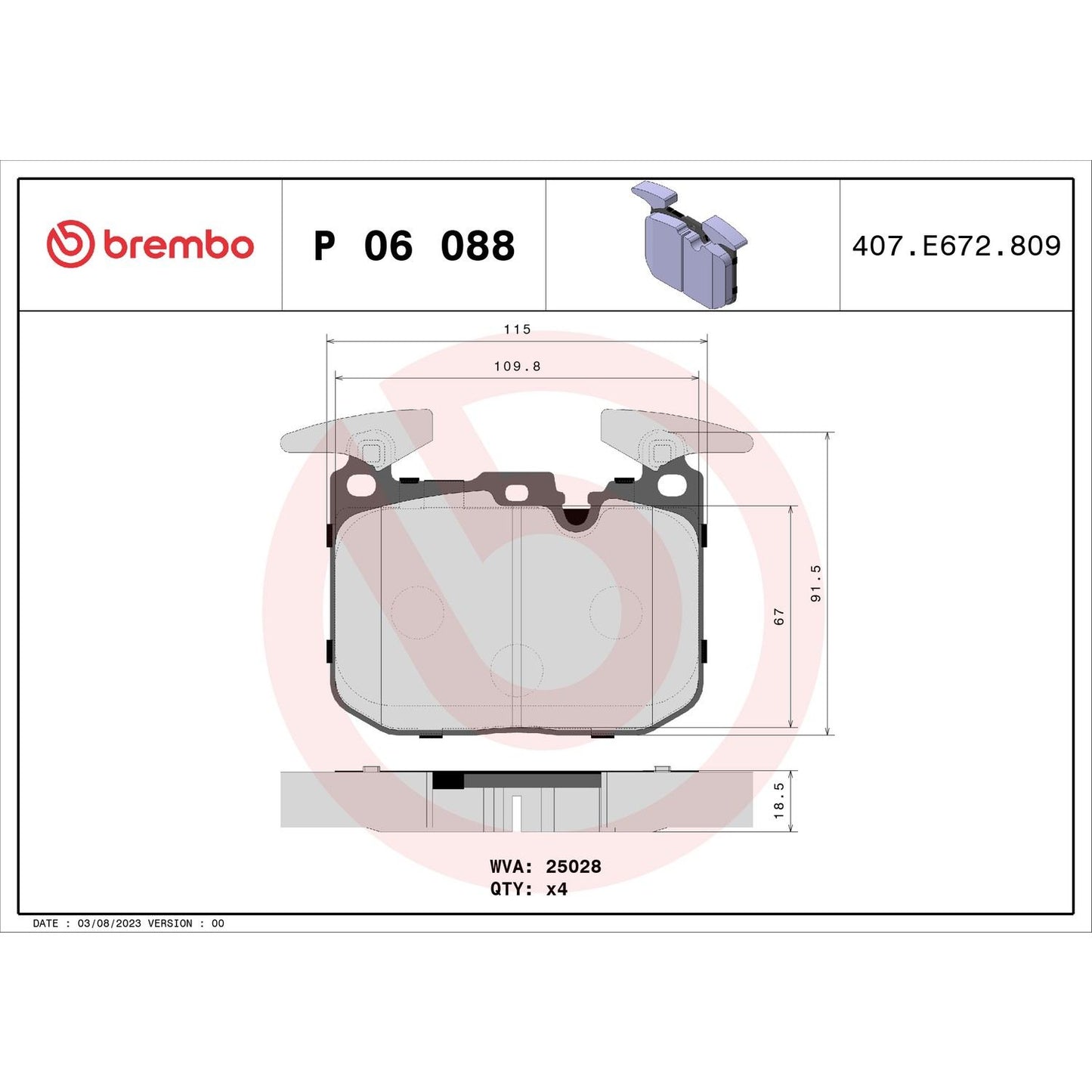 Brembo Disc Brake Pad Set P06088