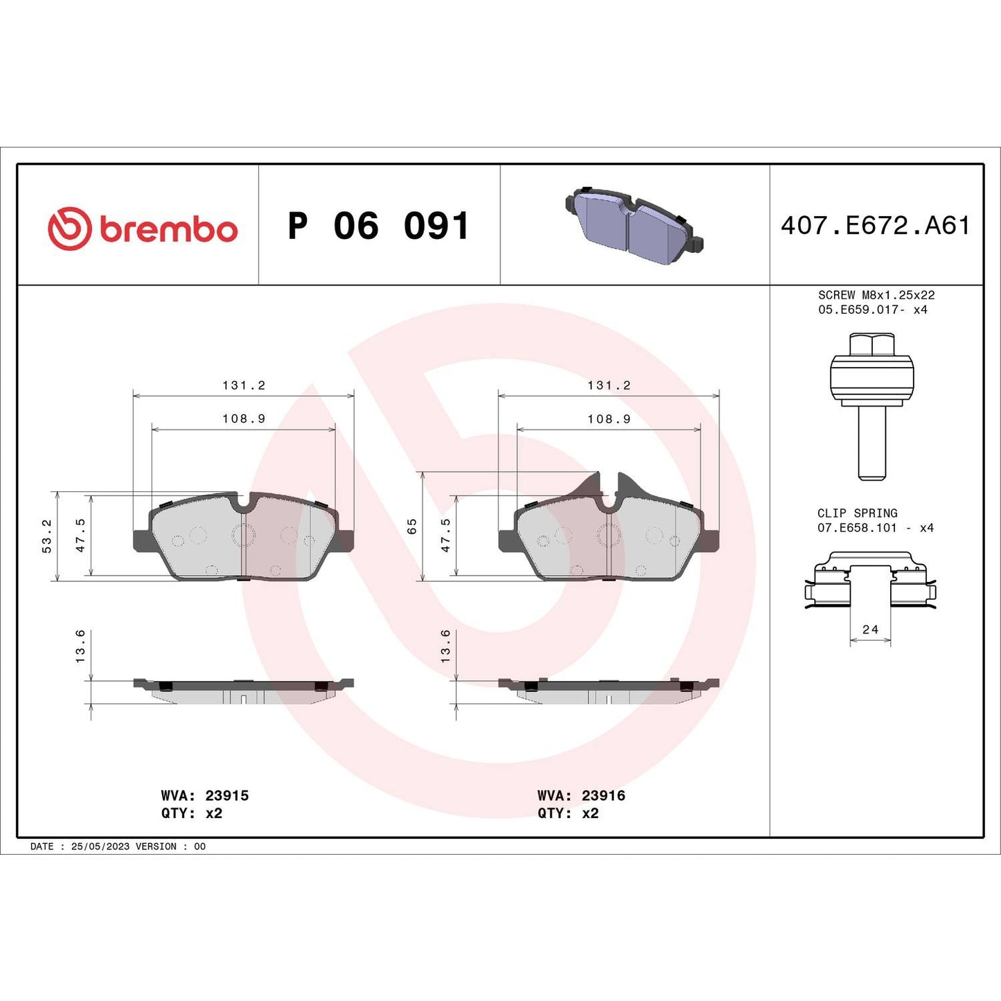 Brembo Disc Brake Pad Set P06091