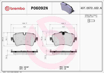 Brembo Disc Brake Pad Set P06092N