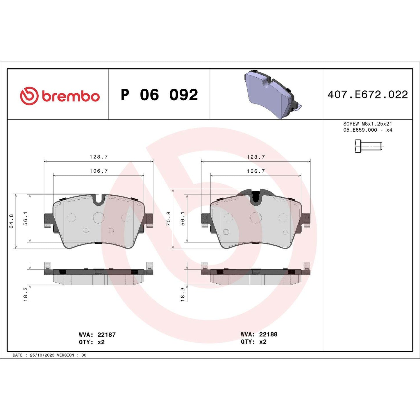 Brembo Disc Brake Pad Set P06092