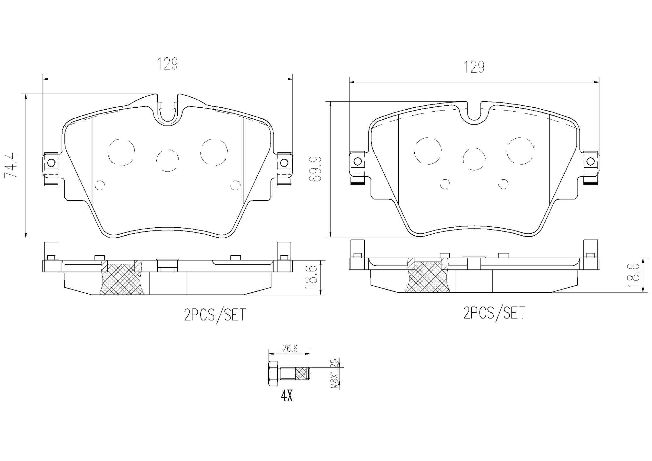 Brembo OE Brembo 20-21 BMW 228i xDrive Gran Coupe Premium NAO Ceramic OE Equivalent Pad - Front P06093N