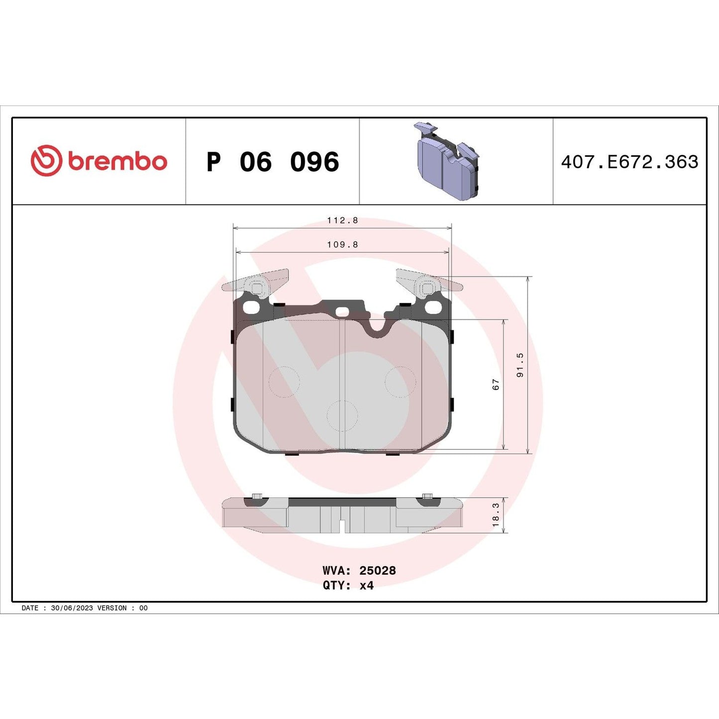 Brembo OE Brembo 12-15 BMW 335i Premium Low-Met OE Equivalent Pad - Front P06096