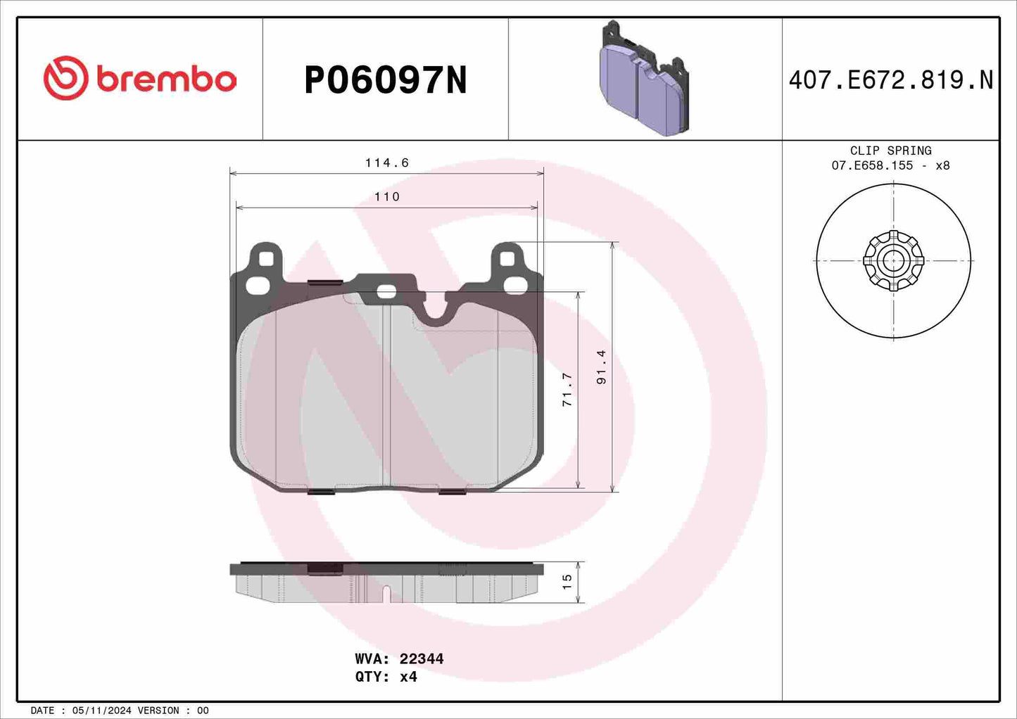 Brembo Disc Brake Pad Set P06097N