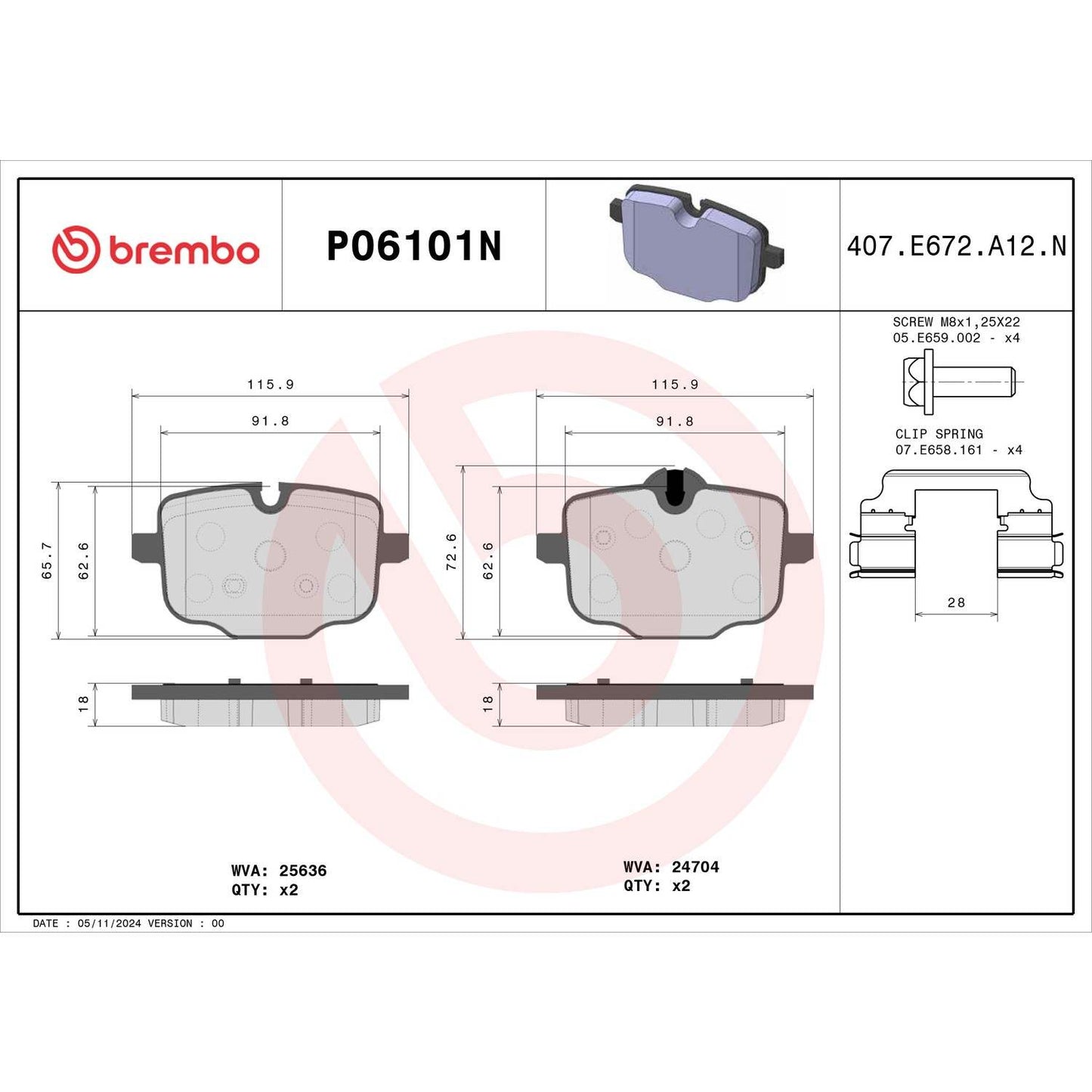 Brembo Disc Brake Pad Set P06101N